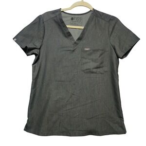 FIGS Womens Small V-Neck Scrub Top Graphite Gray Technical Collection FIONx